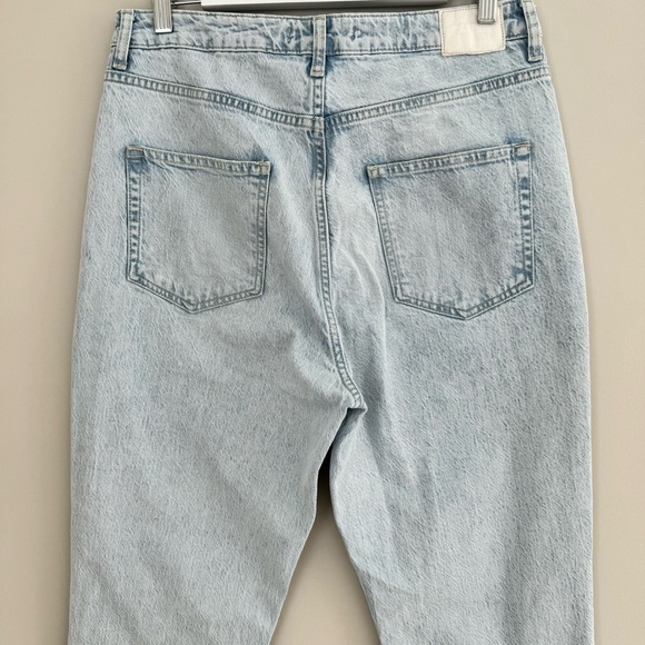 ZARA RIPPED HIGH WAIST STRAIGHT LEG JEANS Light Blue 40 / US 8 - Picture 11 of 15